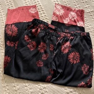 Vince Camuto Black and Red Floral silk Pants